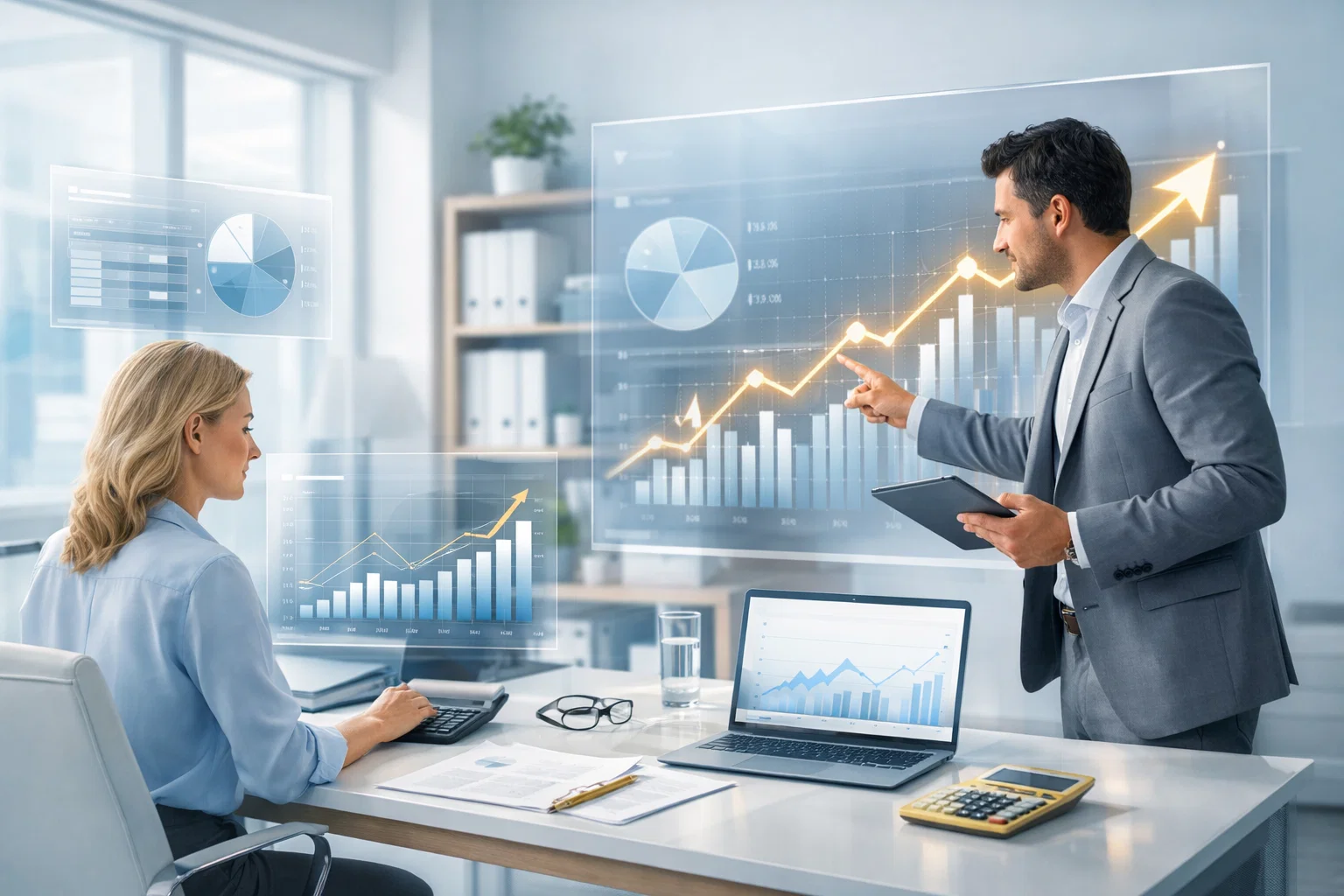 Off page SEO lead growth analysis showing accounting specialists reviewing authority and backlink performance.